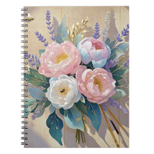 Bloemen Boeket pioenen lavendel Notitieboek