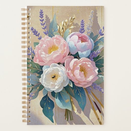 Bloemen Boeket pioenen lavendel Planner (Voorkant)