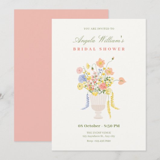 Bloemen boeket vrijgezellenfeest kaart (Voorkant / Achterkant)