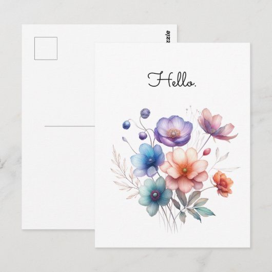 Bloemen Boeket Waterverf Illustratie Aanpassen Briefkaart (Voorkant / Achterkant)