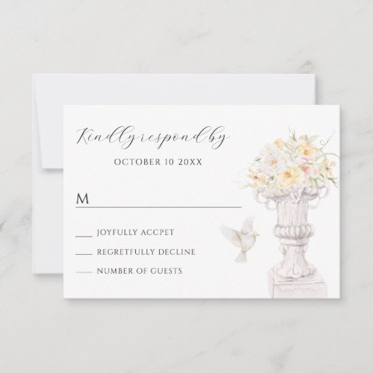 Bloemen boeket waterverf RSVP kaartje (Voorkant)