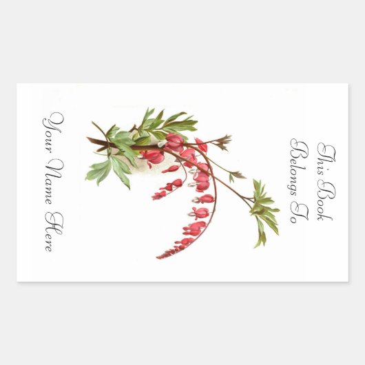 Bloemen Boekplaat Rechthoekige Sticker (Voorkant)