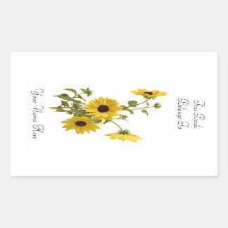 Bloemen Boekplaat Rechthoekige Sticker