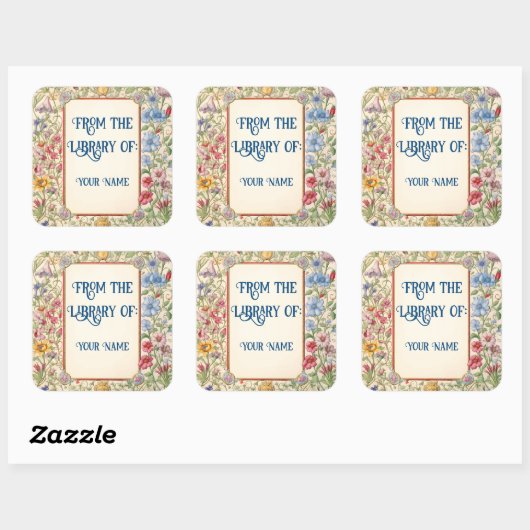  Bloemen Boekplaat Vierkante Sticker (Vel)