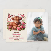 Bloemen Boerderij Heilige Koe Hoogland 1e Verjaard Kaart (Voorkant / Achterkant)