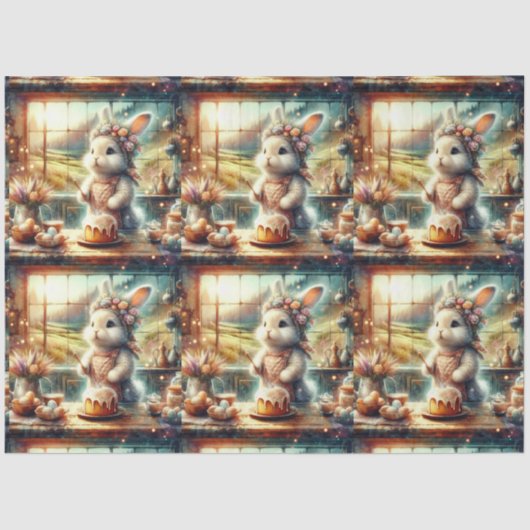 Bloemen Boerderij Keuken Pasen Bunny Decoupage Tissuepapier (Voorkant)