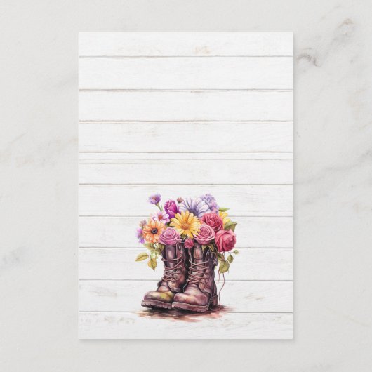 Bloemen Boerderij laarzen rustiek land bruiloft de Informatiekaartje (Achterkant)