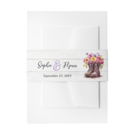 Bloemen Boerderij laarzen rustiek land schuur brui Uitnodigingen Wikkel