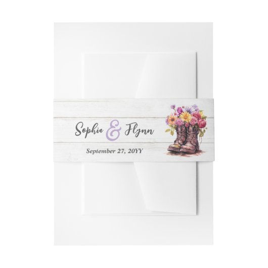 Bloemen Boerderij laarzen rustiek land schuur brui Uitnodigingen Wikkel (Voorkant Voorbeeld)