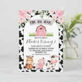 Bloemen Boerderij met Koe Print en Arch Verjaardag Kaart (Staand voorkant)