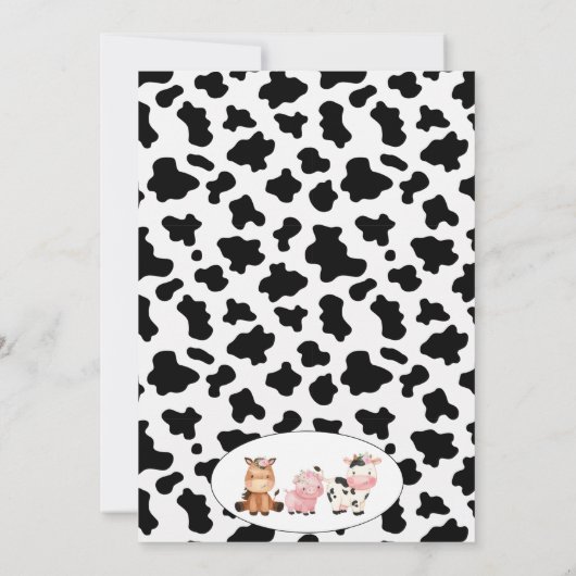 Bloemen Boerderij met Koe Print en Arch Verjaardag Kaart (Achterkant)