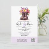 Bloemen Boerderijen laarzen rustieke schuur bruilo Kaart (Staand voorkant)