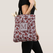 Bloemen Bohemian Chic Floral Boho Red Grey Monogra Tote Bag (Dichtbij)