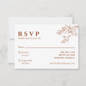 Bloemen Boho Beige Terracotta Aarde Bruiloft RSVP Kaartje (Voorkant)