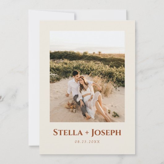 Bloemen Boho Beige Terracotta Aarde Moderne bruilo Save The Date (Achterkant)