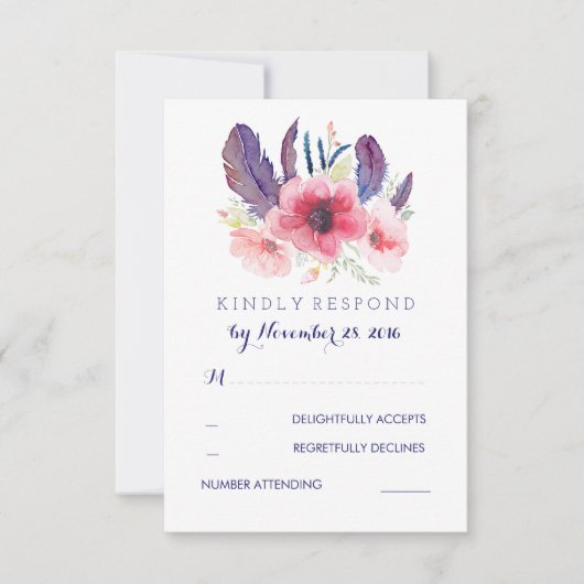  Bloemen Boho Bruiloft RSVP Kaartje (Voorkant)