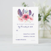  Bloemen Boho Bruiloft RSVP Kaartje (Staand voorkant)