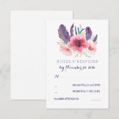  Bloemen Boho Bruiloft RSVP Kaartje (Voorkant / Achterkant)