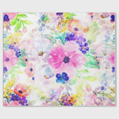  bloemen Boho Floral Waterverf Design Cadeaupapier (Vlak)