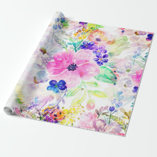  bloemen Boho Floral Waterverf Design Cadeaupapier