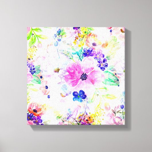 bloemen Boho Floral Waterverf Design Canvas Afdruk (Voorkant)