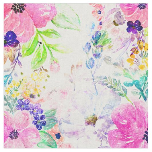 bloemen Boho Floral Waterverf Design Stof (Close Up)