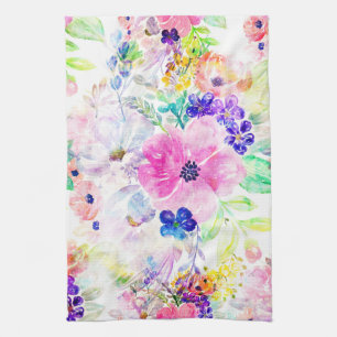  bloemen Boho Floral Waterverf Design Theedoek