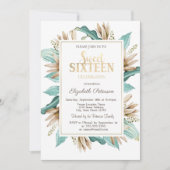 Bloemen Boho Gras Sweet 16 Kaart (Voorkant)