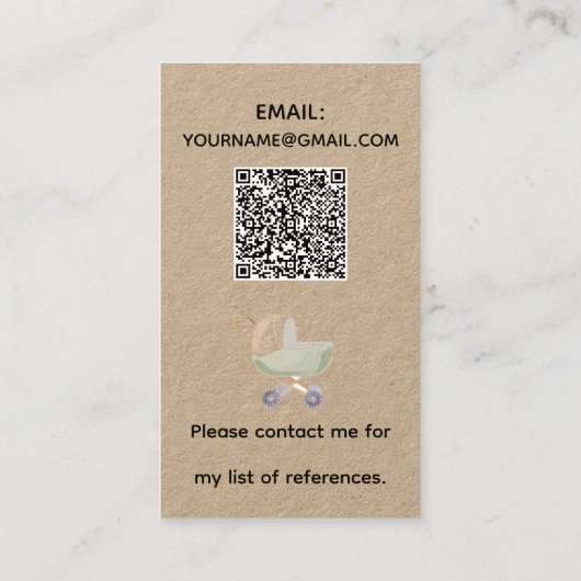  Bloemen Boho Konijn Babysitter QR Kraft Visitekaartje (Achterkant)