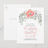 Bloemen  Boho krans Save the Date Aankondigingskaart (Voorkant / Achterkant)