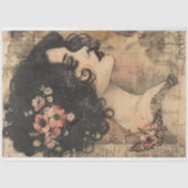 Bloemen Boho Lady Art Nouveau Decoupage Tissuepapier (Voorkant)