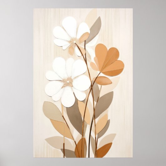 Bloemen Boho Mid Century Moderne Print (Voorkant)