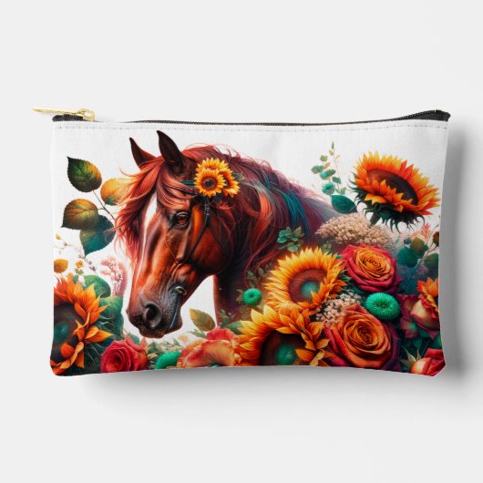 Bloemen Boho Paard Print gesneden naaizak Etui (Voorkant)
