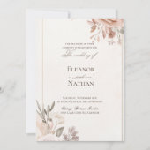 Bloemen Boho Paarse bruiloft uitnodiging (Voorkant)