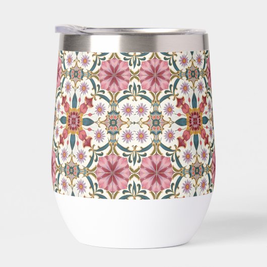 Bloemen Boho Patroon in Rood, Roze & Blauwgroen (Rechts)