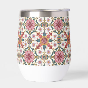 Bloemen Boho Patroon in Rood, Roze & Blauwgroen