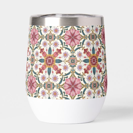 Bloemen Boho Patroon in Rood, Roze & Blauwgroen (Achterkant)