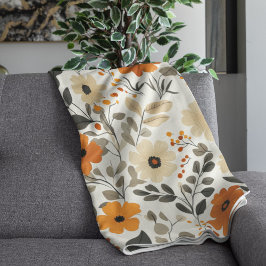 Bloemen Boho Patroon Warme Tonen Fleece Deken