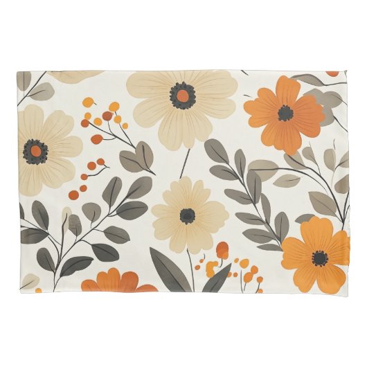 Bloemen Boho Patroon Warme Tonen Kussensloop (Voorkant-Links)