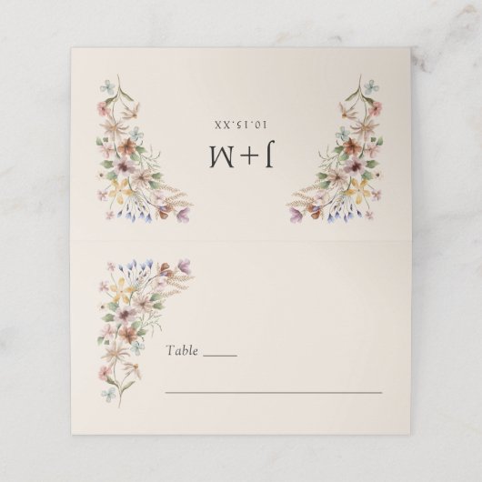  Bloemen Boho Plaatskaartje (Buitenkant ongevouwen)