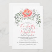 Bloemen  Boho roze bruiloft Kaart (Voorkant / Achterkant)