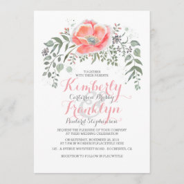 Bloemen  Boho roze bruiloft Kaart