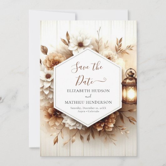 Bloemen Boho rustieke bruiloft Save The Date (Voorkant)