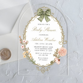 Bloemen  Boho Sage Baby shower Acryl Uitnodigingen