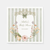 Bloemen  Boho Sage Green Baby shower Servet (Voorkant)
