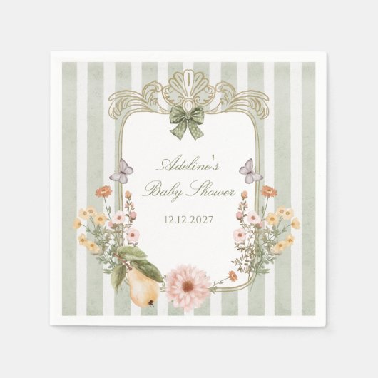 Bloemen  Boho Sage Green Baby shower Servet (Voorkant)