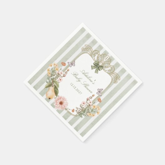 Bloemen  Boho Sage Green Baby shower Servet (Hoek)
