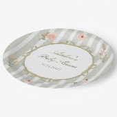 Bloemen  Boho Sage Groen Papieren Bordje (Gekanteld)