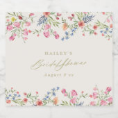 Bloemen Boho Spring bruiloft vrijgezellenfeest Likeurfles Etiket (Enkel label)