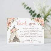 Bloemen Boho Teepee Chic Arrows Tribal Baby shower Bedankkaart (Staand voorkant)